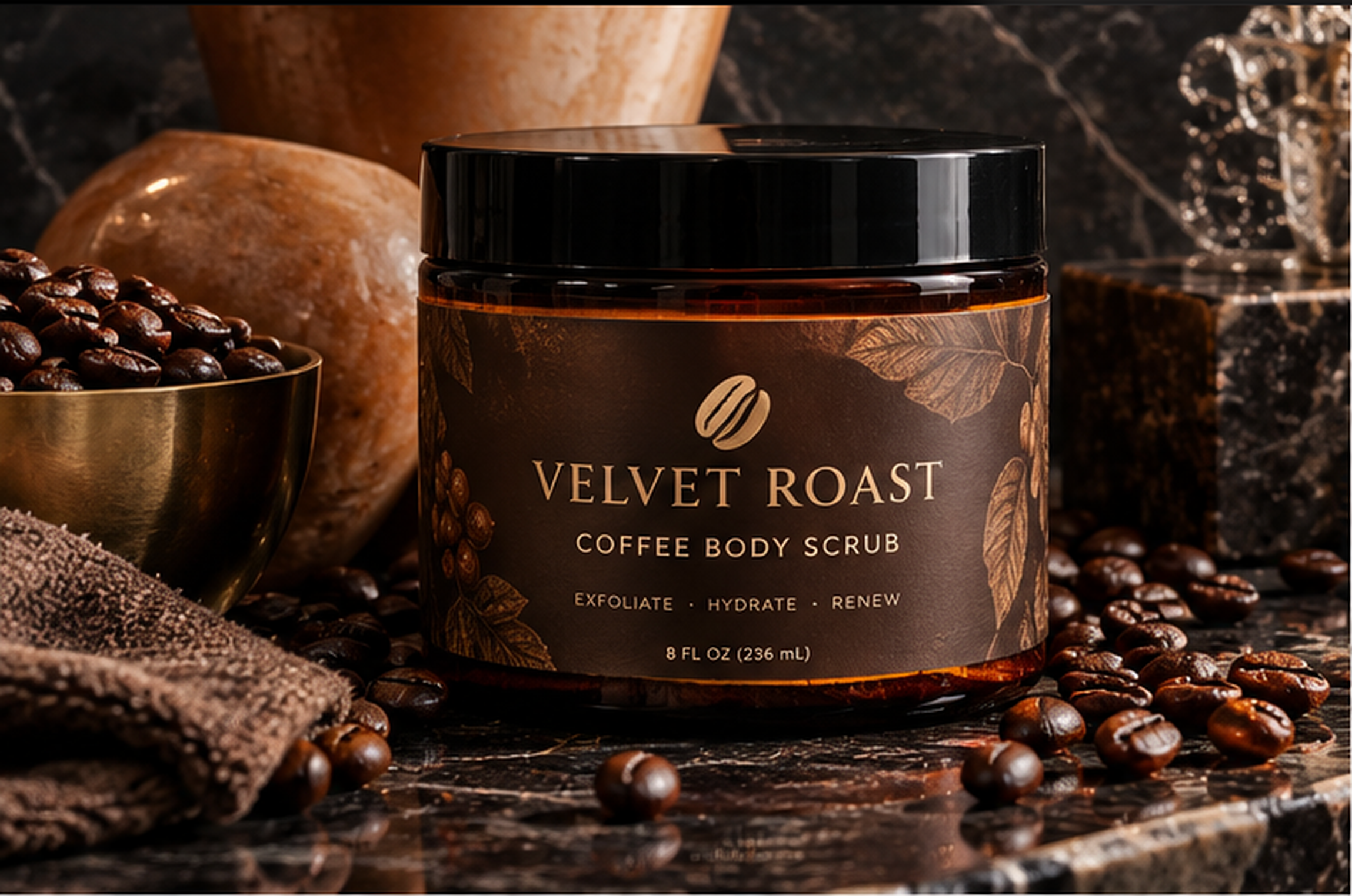 Close detail of Velvet Roast coffee sugar scrub